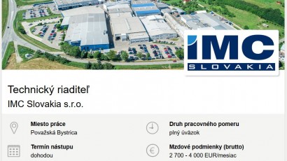 Technický riaditeľ IMC Slovakia s.r.o. 